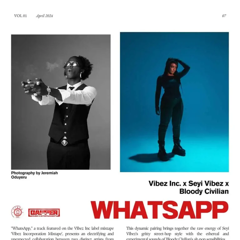 Cover Art For Vibez Inc – WhatsApp ft. Seyi Vibez & Bloody Civilian